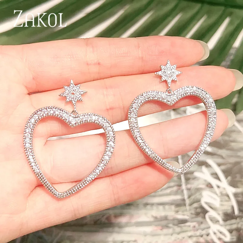 ZAKOL изысканные роскошные висячие серьги с большими звездами и Луной из