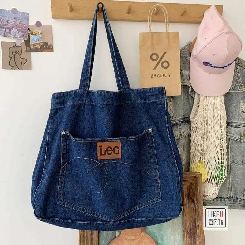 Новинка весна осень 2021 женская джинсовая сумка большая модная вместительная на