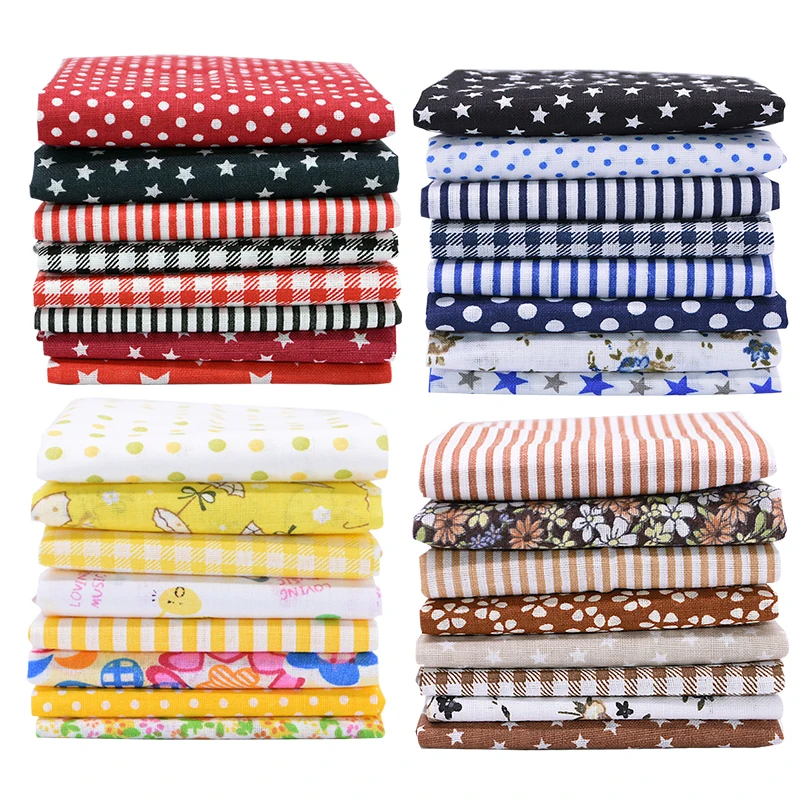 

8Pcs/Set 25*25cm 100% Cotton Mix Printed Colthes Fabric Patchwork Sewing Doll Toy For DIY Homemade Apparel Bag Cloth Accessories