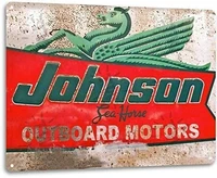 smartcows retro metal tin sign 8x12 inches johnson outboard sea horse motors logo vintage boat shop wall decor