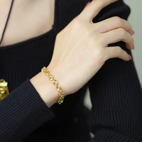 fashion lucky four leaf clover gold bracelet 24k bracelets for women birthday jewelry gift womens bracelets
