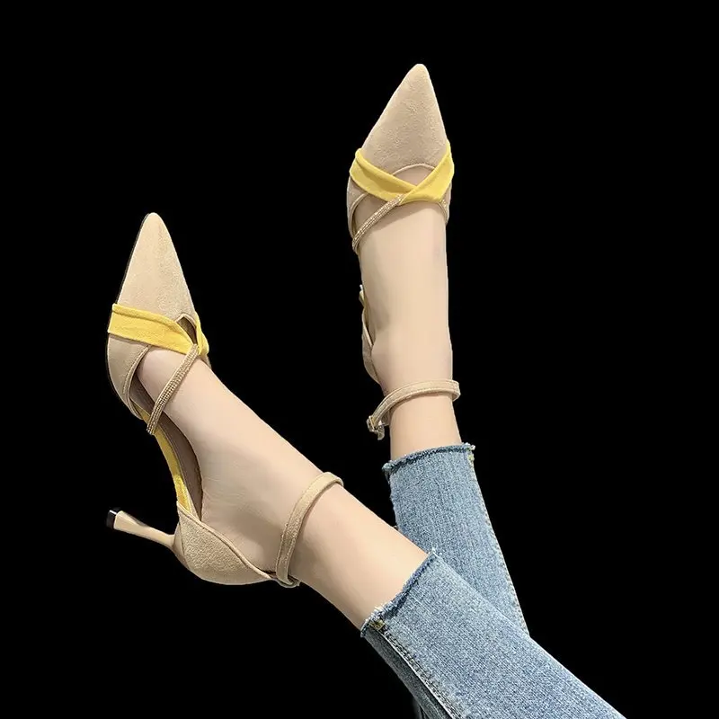

Sandal For Women 2021 Summer High Heels Sandals Ladies pumps Pointed Toe Buckle Strap Thin Heel Women's Shoes Sandalias Mujer