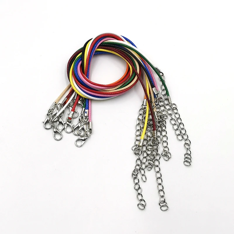 10 шт./лот 45 см Кожаный Плетеный шнурок застежки Лобстер шнур с Удлиненной задней