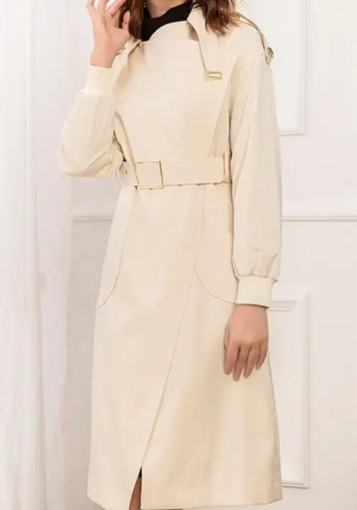 

S--6XL HOT / Spring New Women Fashion Personalized customization Mid-length loose spring and autumn windbreaker jacket