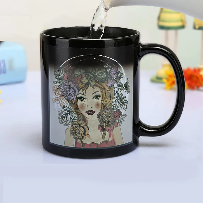 Индивидуальная керамическая чаша для изменения цвета креативный персонаж кофе