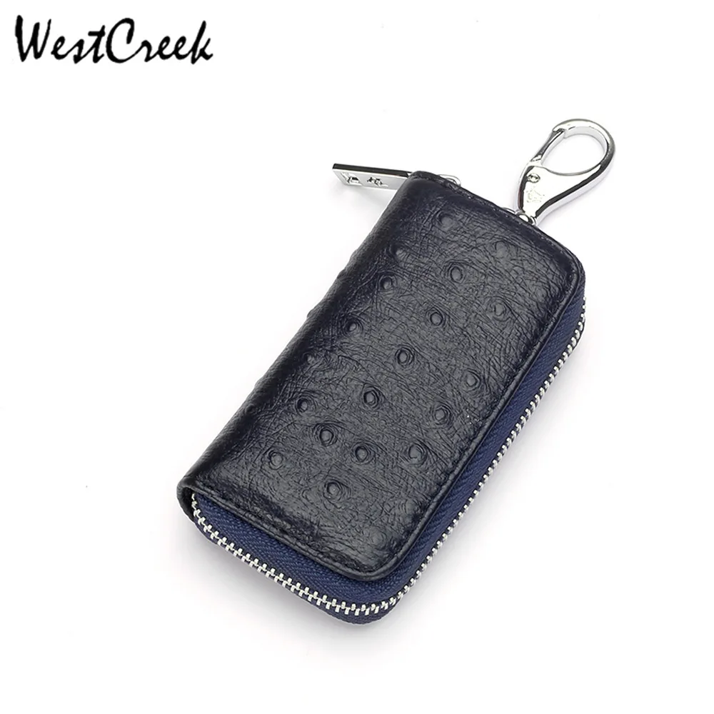 WESTCREEK металлический серебристый бумажник для автомобильных ключей на молнии с