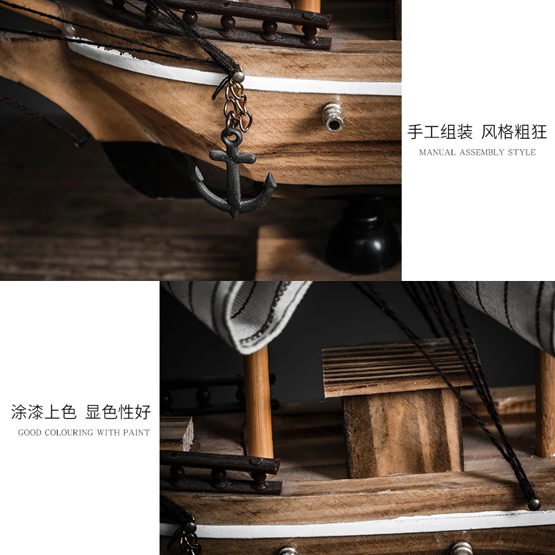 

Nordic Style Home Decor Accessories Feng Shui Souvenir Creative Wooden Sailboat Model Living Room TV Cabinet Ornament Craft Gift