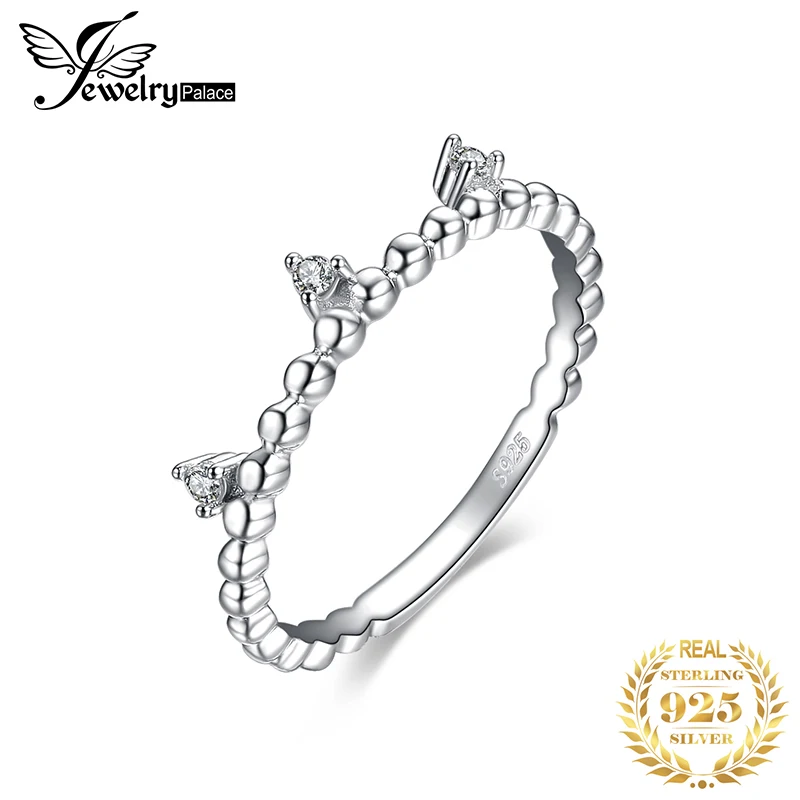 Jewelrypalace 3 Камня Кубического Циркония stackable круглый шарик кольцо стерлингового серебра 925 для Для женщин Ювелирные украшения Обручальное кольцо