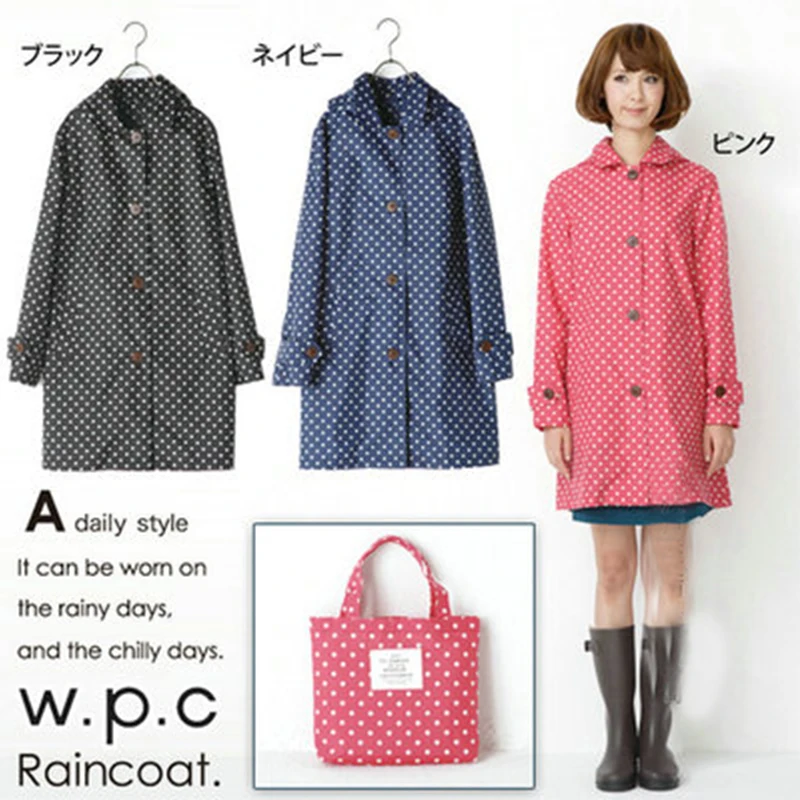 

veste femme printemps 202...Japanese ultra-thin breathable fabric polka dot fashion windbreaker ladies raincoat with traf xxxx