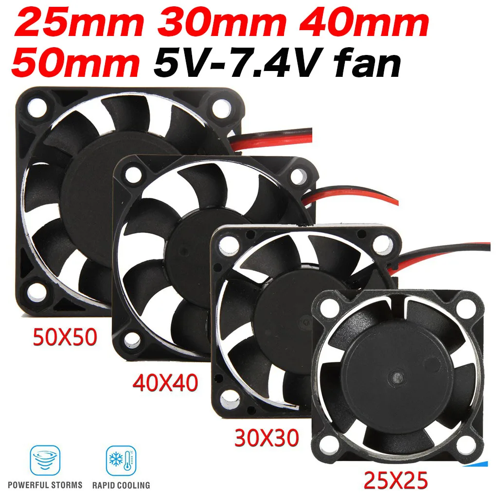 

RC motor fan 25/30/35/40/50mm 8000RPM 5V-7.4V DC High wind cool Motor ESC fan heat sink 30/60/120/150A ESC 36/42mm motor