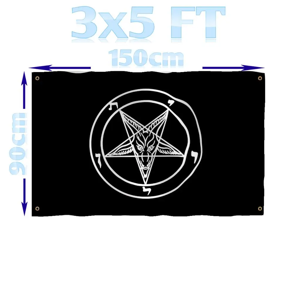 BENFACTORY Store 3x5 футов Baphomet Церковь Сатаны флаг более широкая фотография с латунными