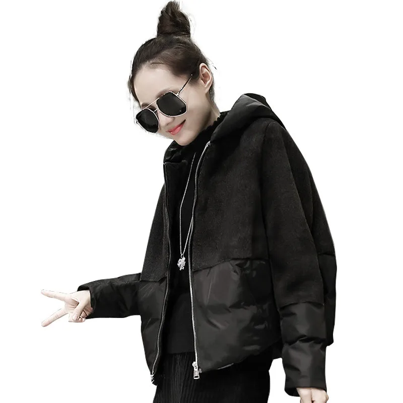 

Женская осенняя и зимняя одежда новая шерстяная куртка Корейская версия свободное Короткое шерстяное пальто h00195