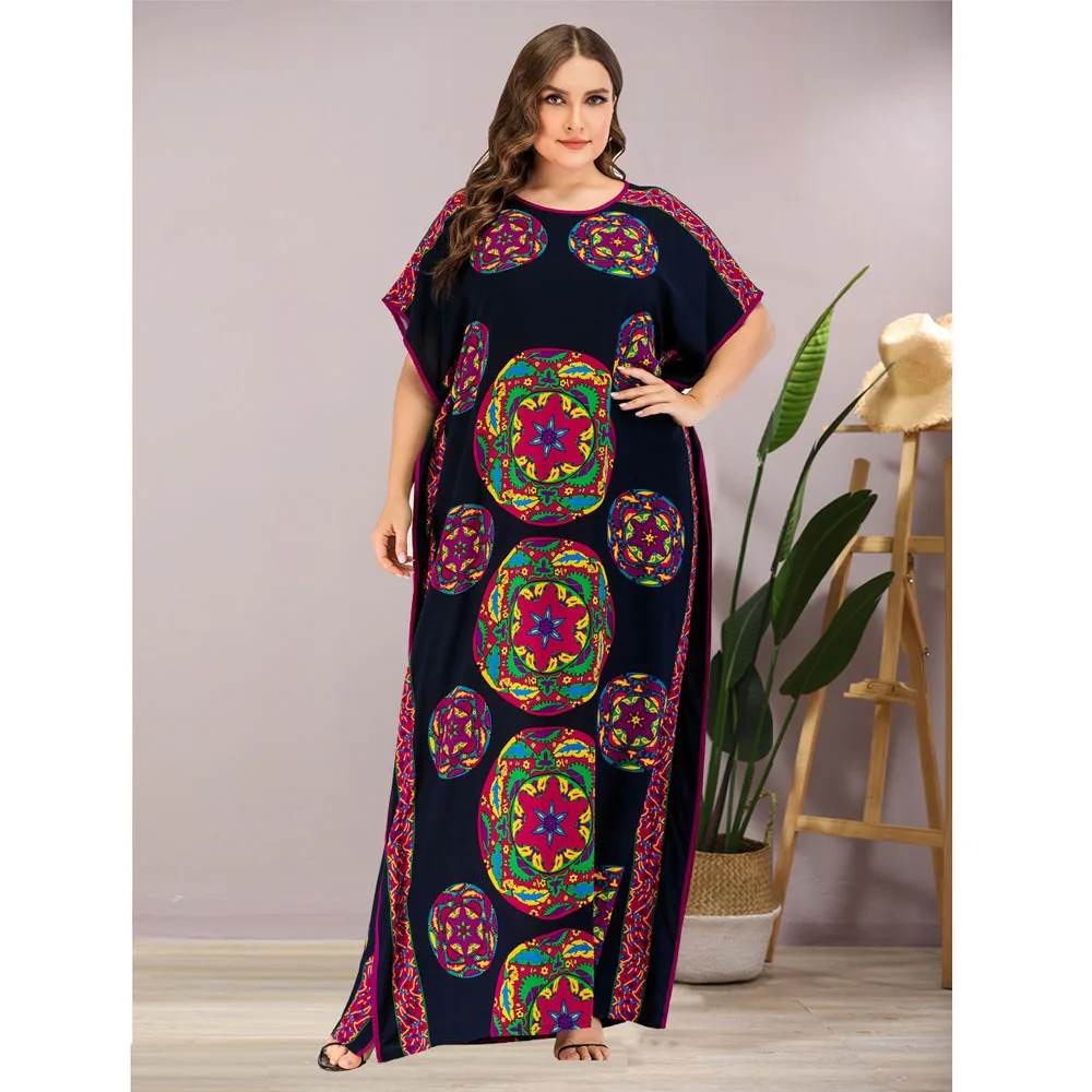 Женское длинное платье с коротким рукавом в арабском стиле|Мусульманская одежда|