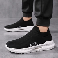 couple walking shoes mesh breathable pull on sneakers flat bottom walking shoes lightweight outdoor shoes lovers casual shoes
