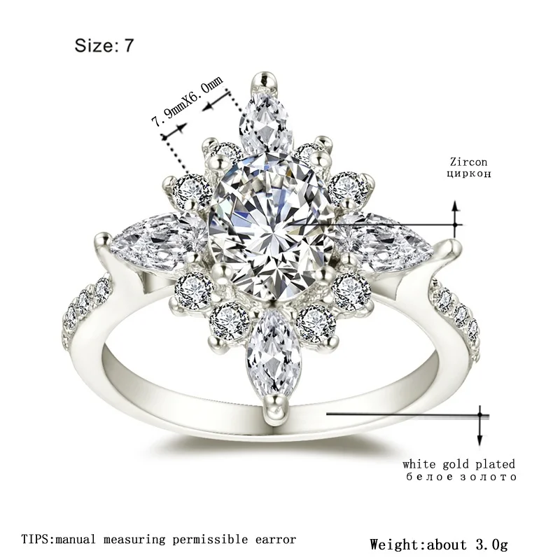 

Fashion creative geometric oval zircon ring noble women luxury romantic banquet jewelry party wedding accessories gift wholesale