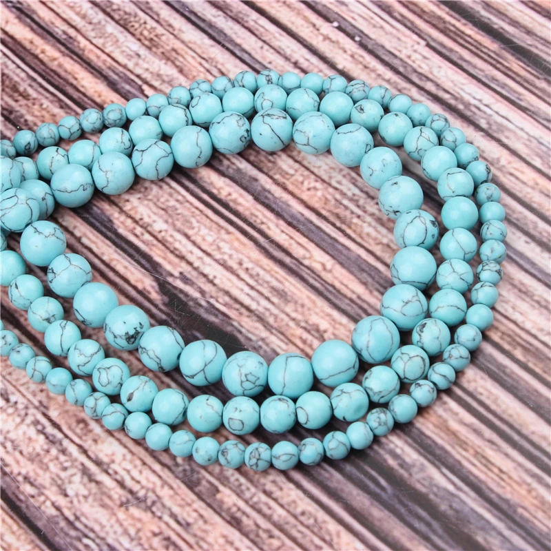 

Natural Stone Light Blue Pine 15.5" PicBlue Peacockk Size 4/6/8/10/12mm fit Diy Charms Beads Jewelry Making Accessories