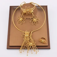 fashion jewelry gold color dubai jewelry sets for women african party wedding gifts necklace bracelet earrings ring jewellery