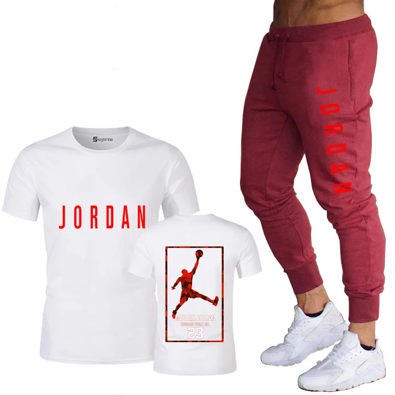 

2021 new jordan-23-t-shirt + sports pants 2-piece combination, men's and women's fashion suit, men's leisure sports running suit