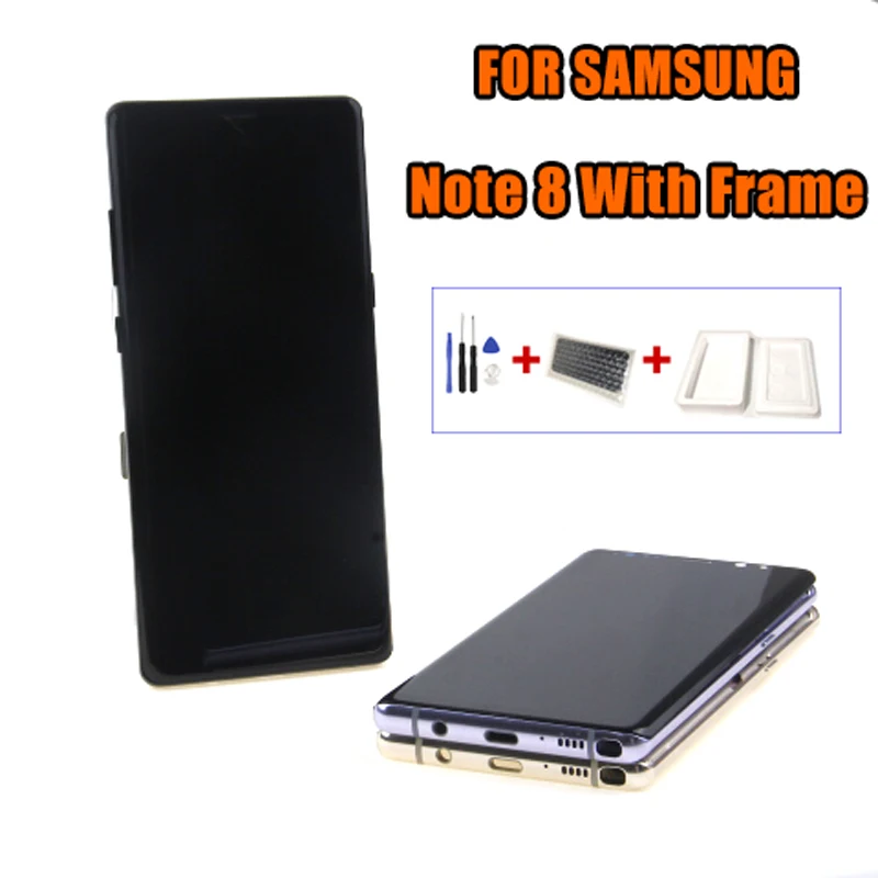 Оригинальный ЖК экран Amoled N950f для Samsung Galaxy Note 8 дисплей с рамкой в сборке черной