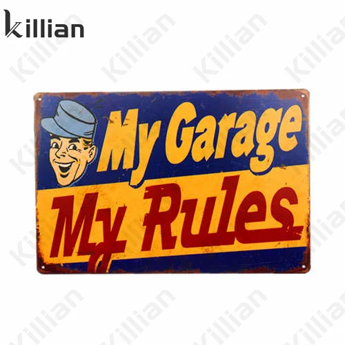 

Настенное художественное украшение, Garagemetal Plate My Rules, металлическая живопись, мультяшный жестяной цифровой домашний декор, бар