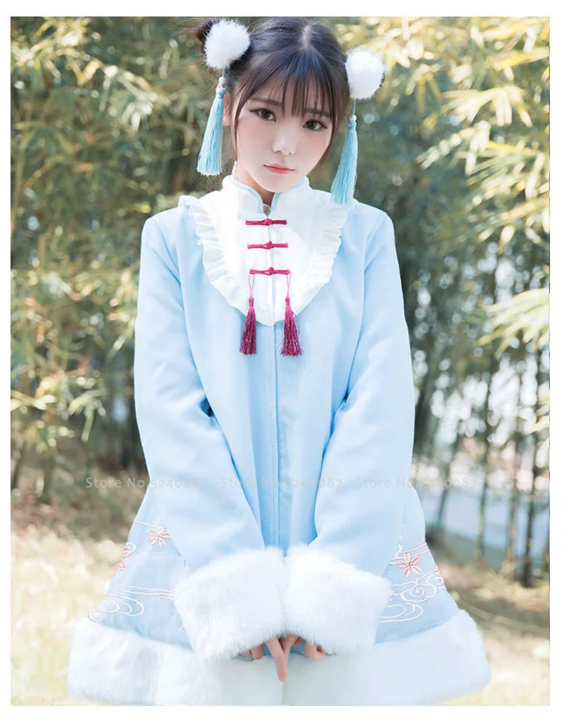 Китайский новый год Женский традиционный Qipao Tang костюм зимнее пальто для девочек