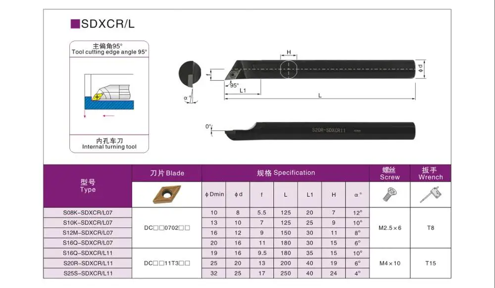 

BEYOND SDXCR S16Q-SDXCR11 S20R-SDXCR11 S25S-SDXCR11 S32T-SDXCR11 SDXCL11 Turning Lathe Tool Holder use DCMT11 Cutter Boring Bar