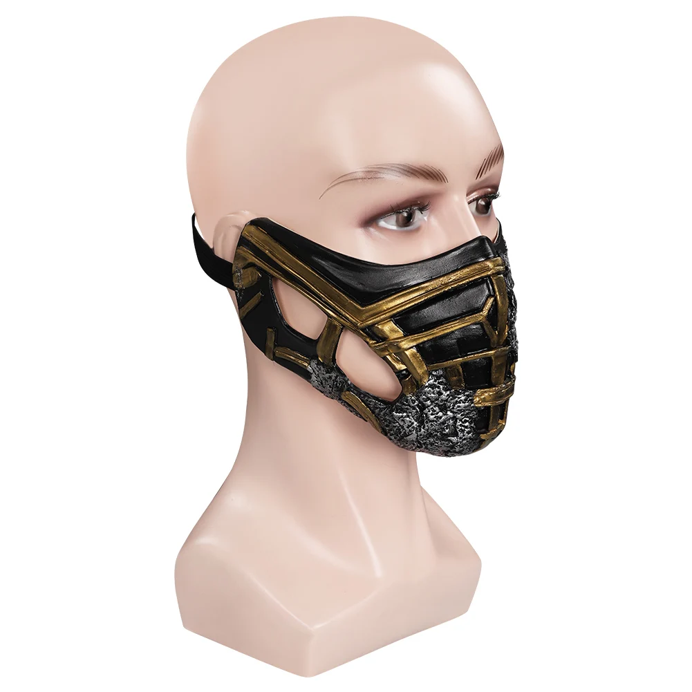 Игра Mortal Kombat Скорпион Косплей Половина лица латексные маски Хэллоуин Карнавал
