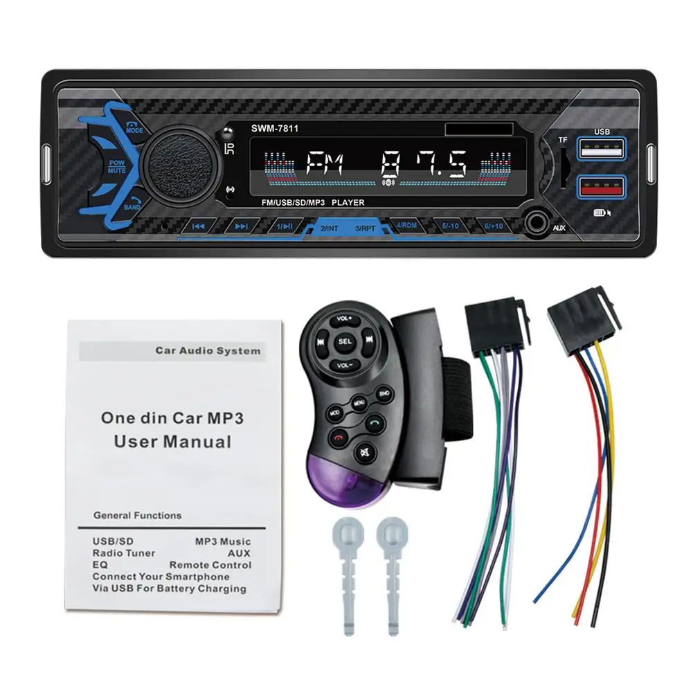 

1Din Car Radio Stereo Player Bluetooth Multimedia MP3 Player 12V Auto Radio FM/AUX/USB/SWC/TF In-Dash Autoradio