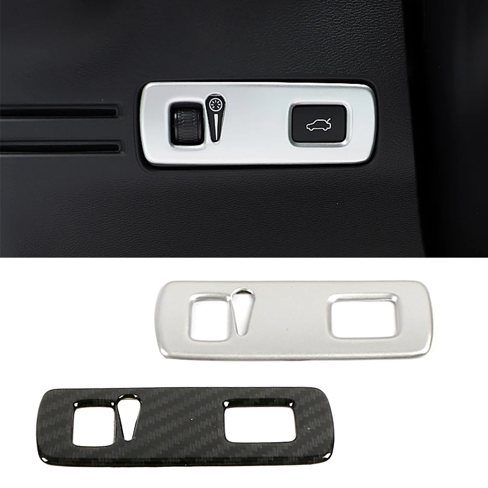 

For Volvo XC40 2019 2020 2021 Head Light Headlights Lamp Switch Button Decoration Cover Trim Carbon Fiber Silver Color