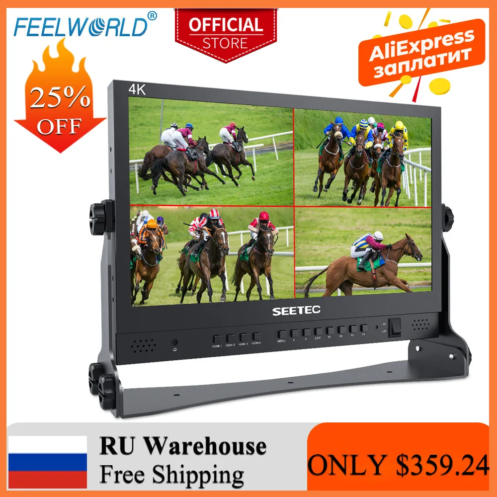 Дисплей FEELWORLD 15 6 дюймов потоковая трансляция в прямом эфире директор монитор Quad
