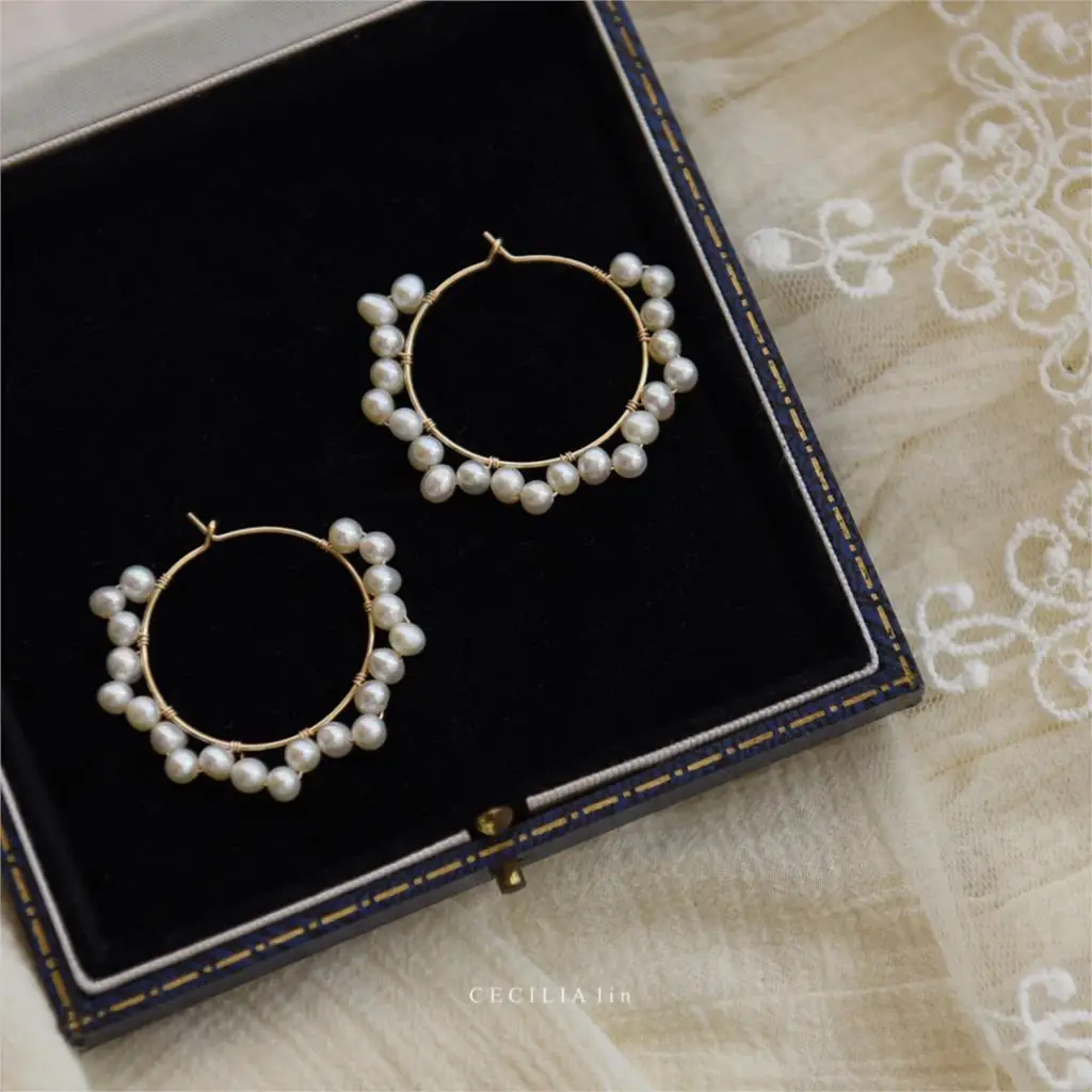 

Lii Ji Boho 925 Sterling Silver Gold Color Hoops Earrings Freshwater Pearl Women Genuine Pearl Jewelry Mom Lover Gift