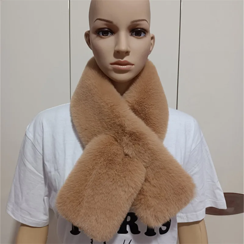 

New high imitation high-end women's multi-color faux fur scarf fashion faux rabbit fur scarf winter fur collar winter hat fur de