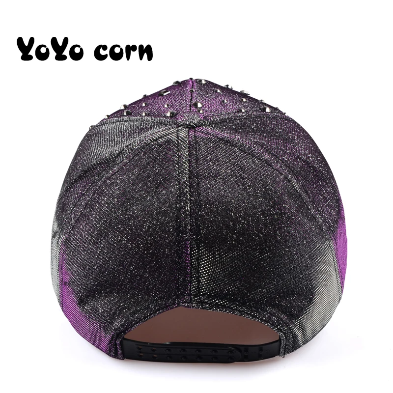 YOYOCORN модные женские Стразы Шапки Diamond Защита от солнца Кепки козырьком можно носить задом наперед бейсбольные кепки, однотонные летние Бейсбол Кепки s для девочек