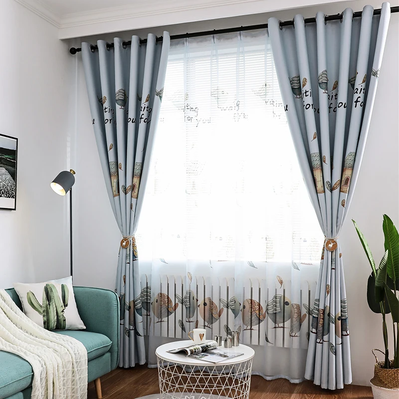 Тюлевые шторы с принтом птиц в американском стиле занавески для гостиной спальни