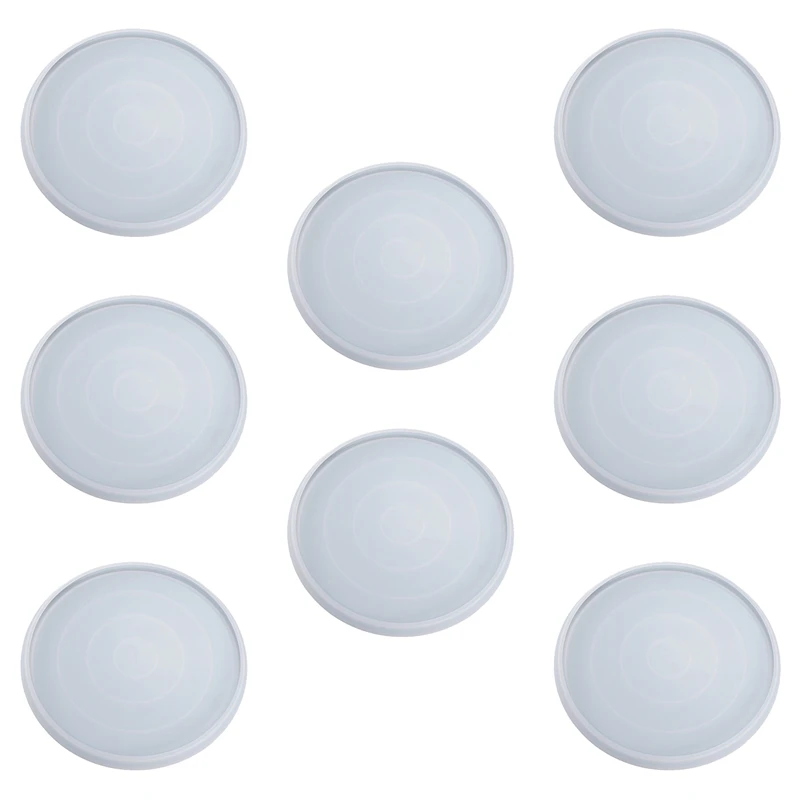 

8Pcs Self-Made Round Mirror Dish Set for Plate Coaster Large Tray Silicone Diy Glue Mold