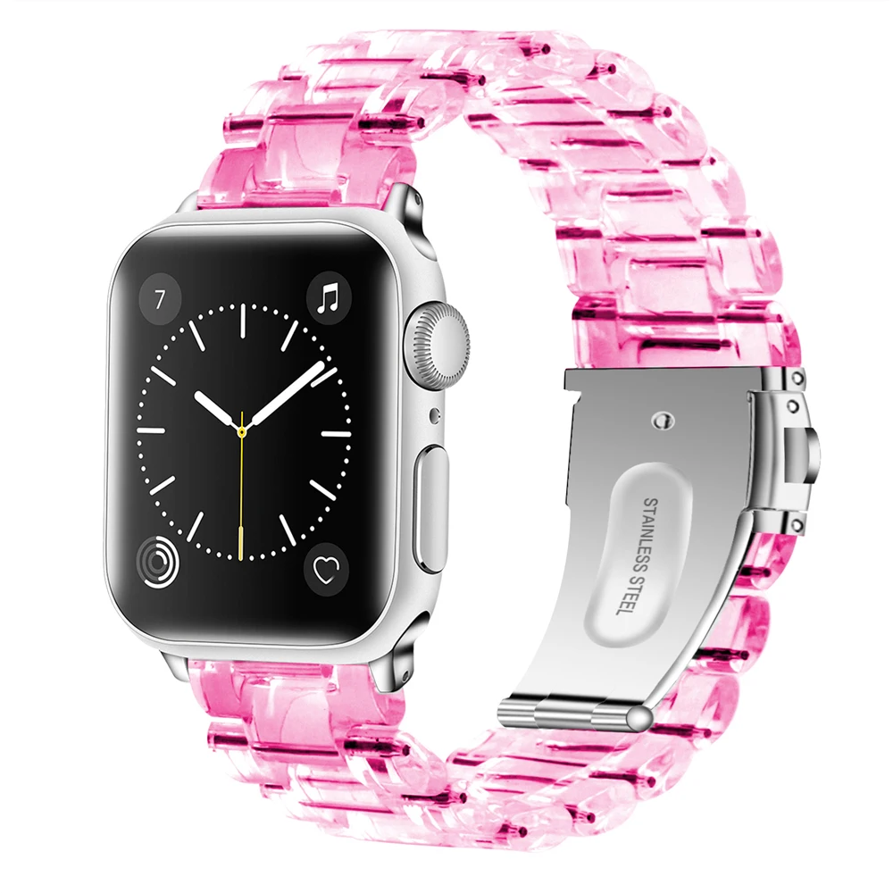 

Link bracelet for apple watch bands series 5 4 44mm 40mm strap for iwatch band series 3 42mm 38mm Transparent smast watchbands