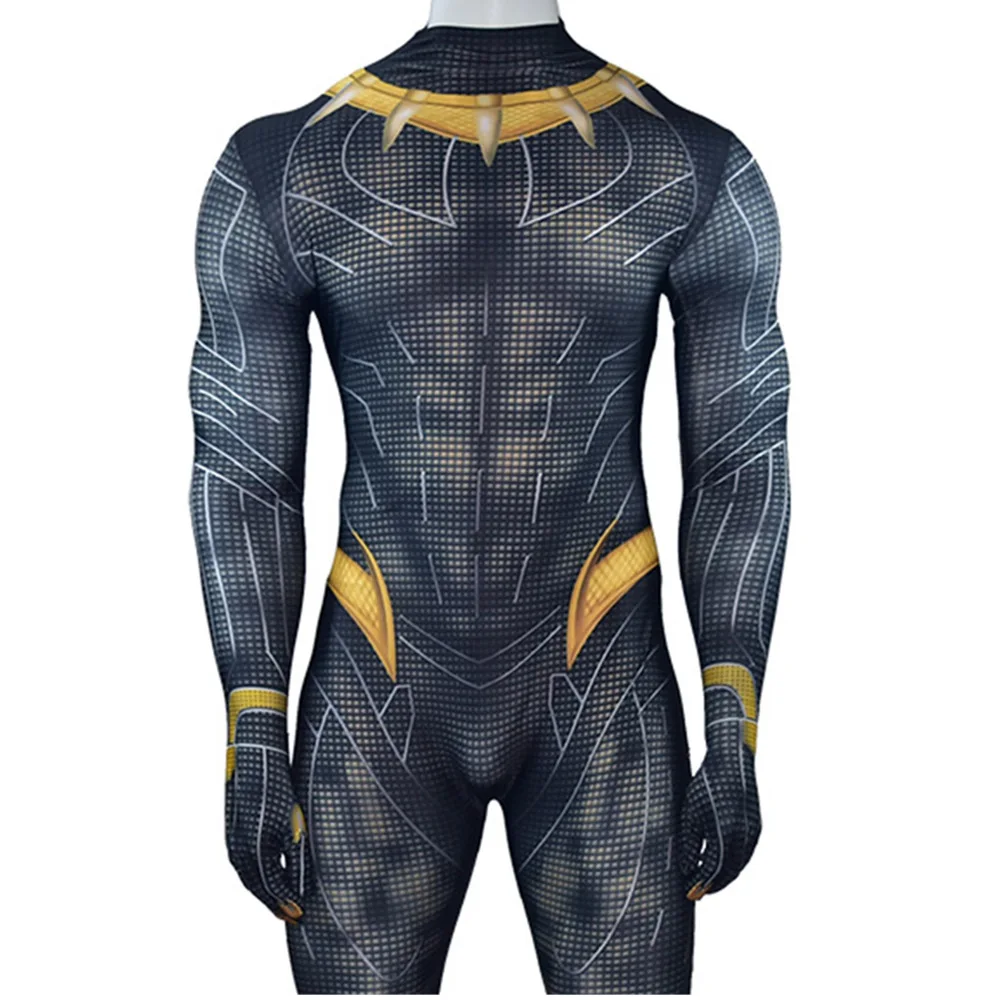 

Black Panther 2 Cosplay Costume SuperHero Golden Battle Suit Spandex Halloween Costume Male Jumpsuit Bodysuit For Adult/Kids