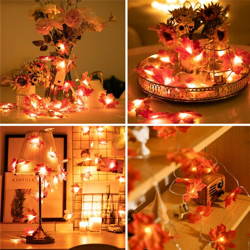 Ornament Halloween Thanksgiving Home Decoration Outdoor String Light LED Maple Leaf Christmas Tree Scene | Дом и сад