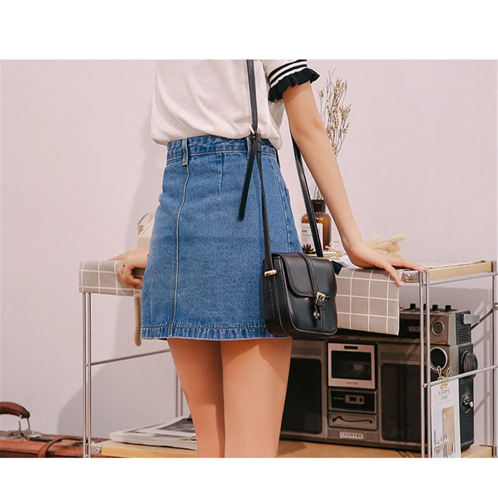 Летняя синяя джинсовая юбка Джинсовая высокая талия а силуэт мини юбки для