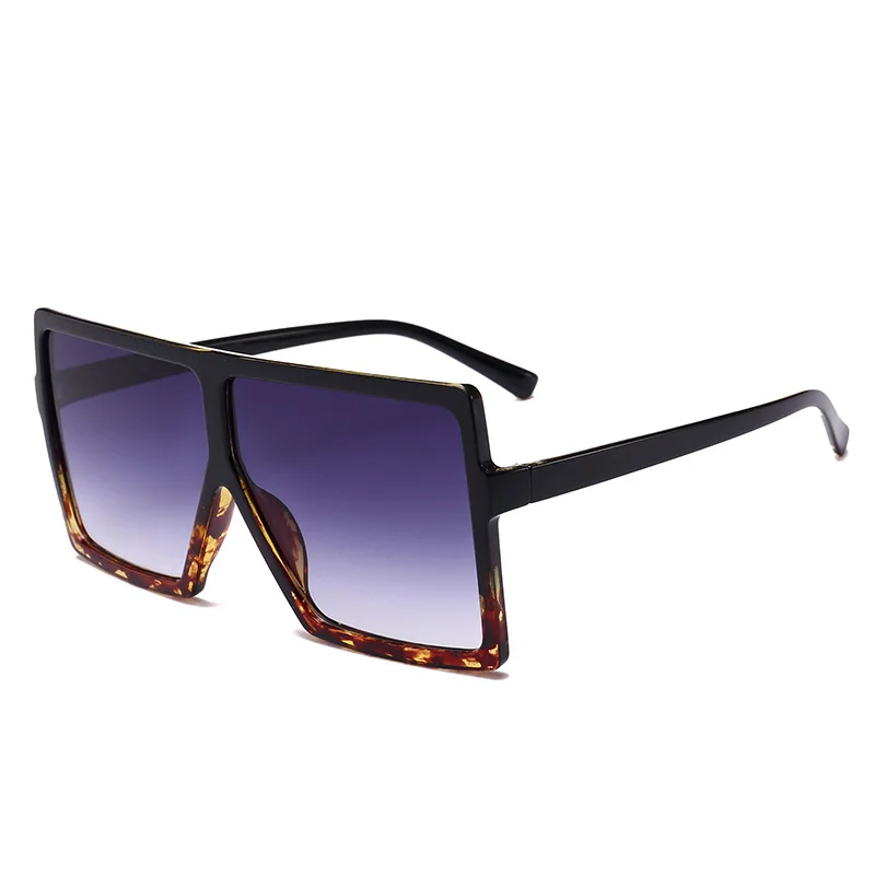 

Солнцезащитные очки с градиентом для мужчин и женщин UV-400, модные большие квадратные солнечные очки с плоским верхом, в винтажном стиле, черные коричневые, с большой оправой