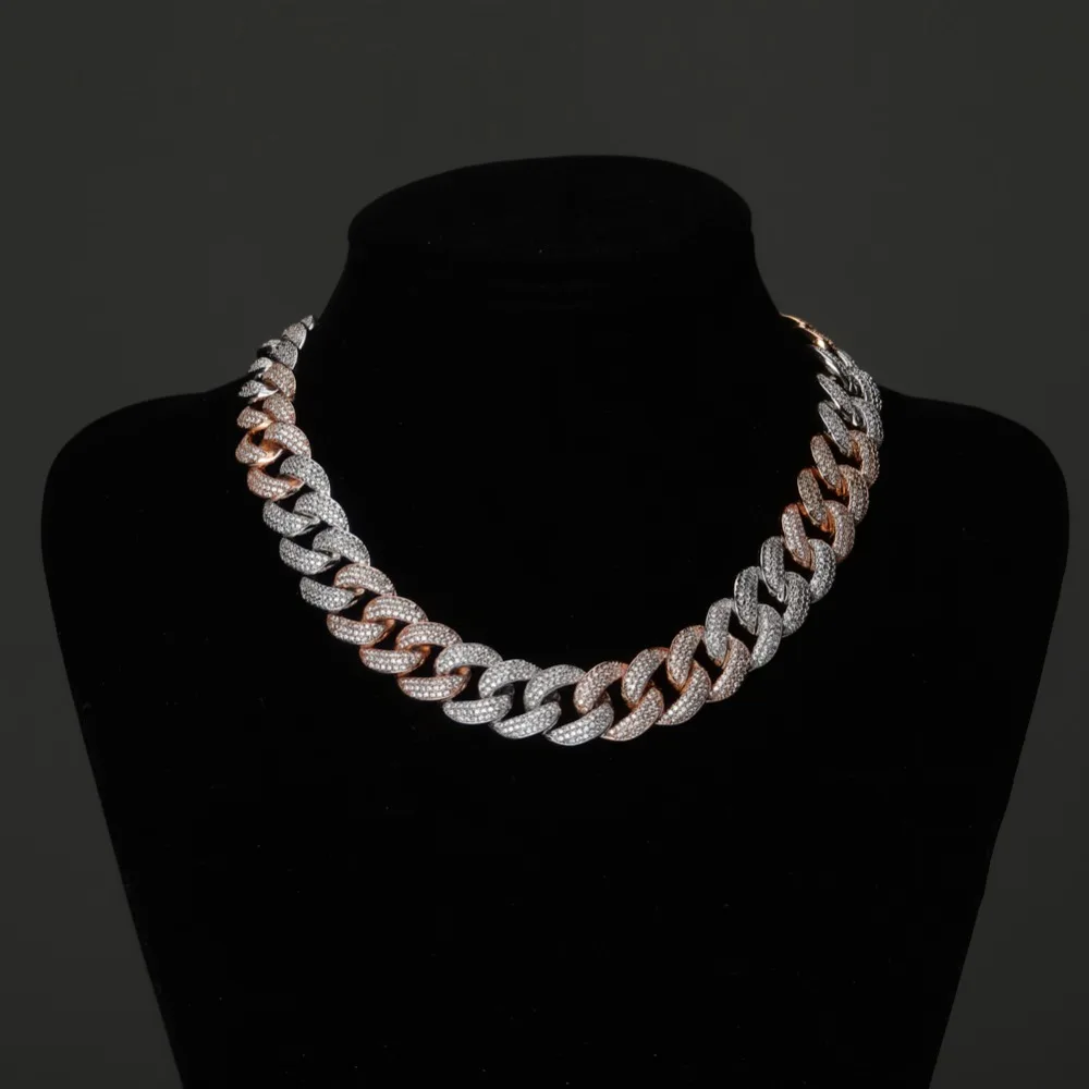 TOPGRILLZ 18 мм Maimi кубинское звено цепи ожерелье серебро и розовый цвет Iced Out кубический циркон хип хоп ювелирные изделия подарок