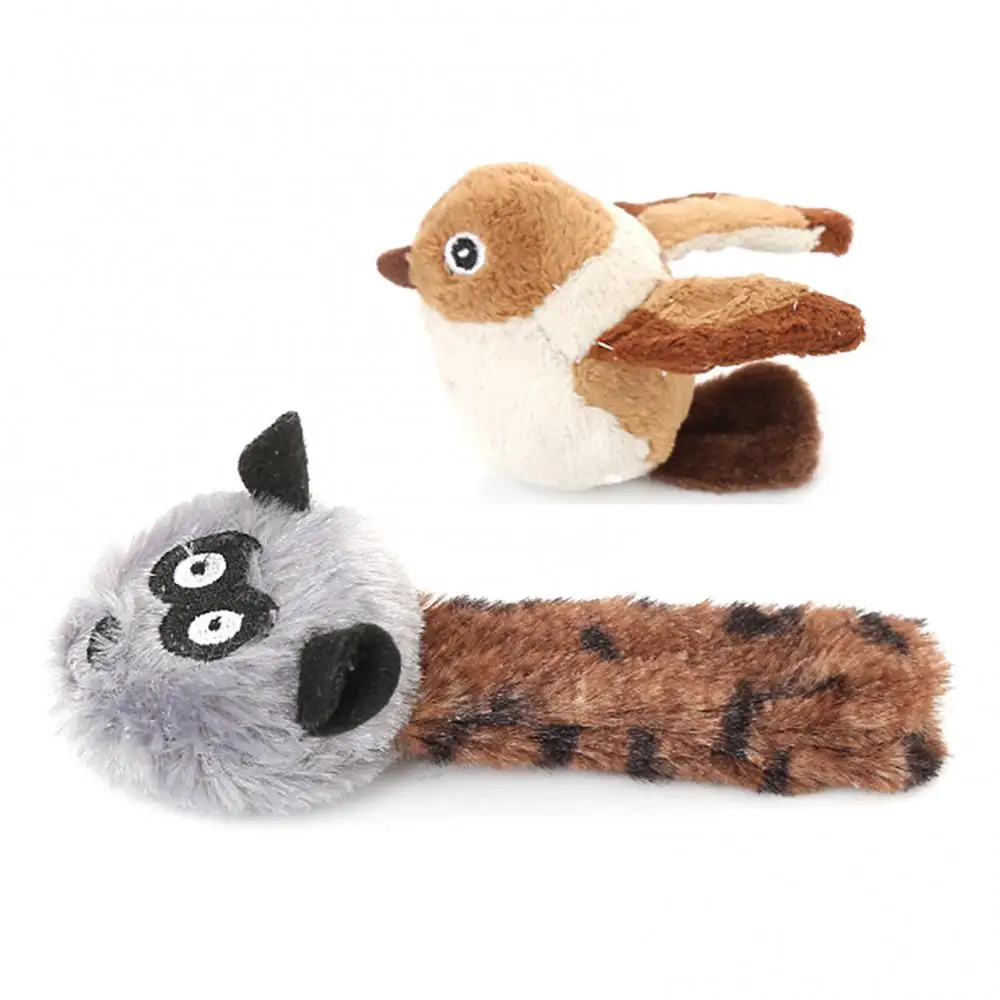 

70% Dropshipping!!Cartoon Little Raccoon Bird Plush Doll Biting Dog Cat Toy with Catnip Pet Supply