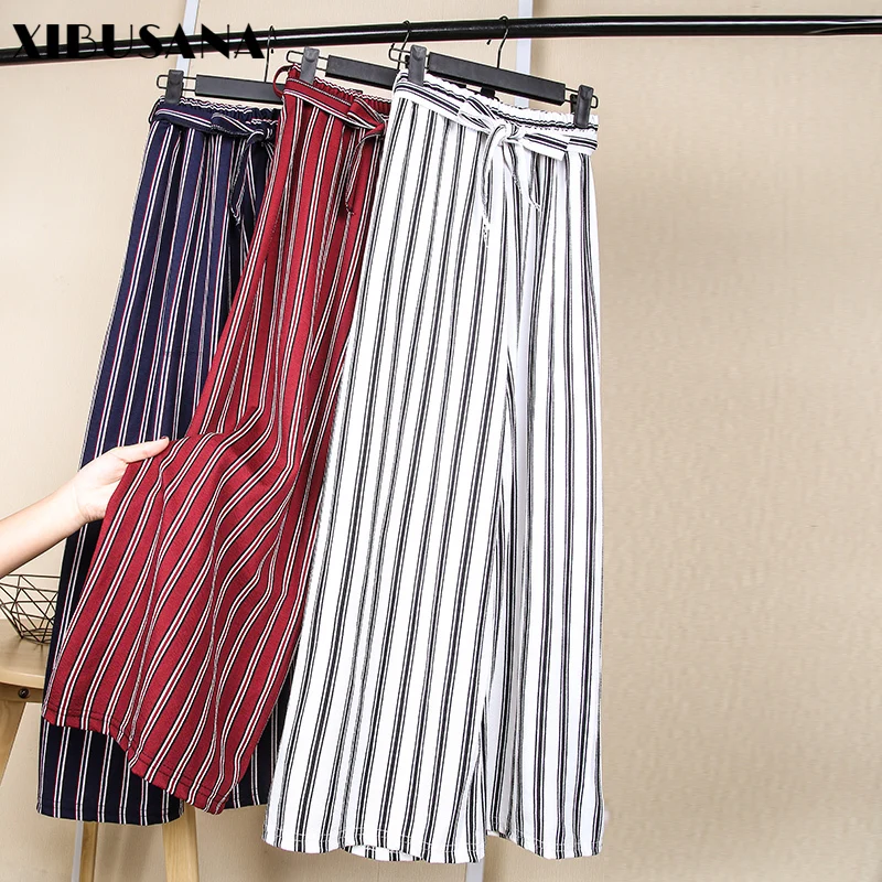 Женские брюки весна-лето 2020 модные женские свободные шифоновые в полоску с