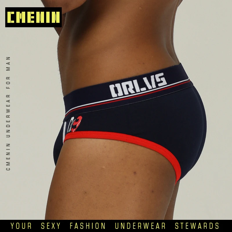 Мужские трусы брифы из хлопка черные дышащие с U образным мешочком сексуальное