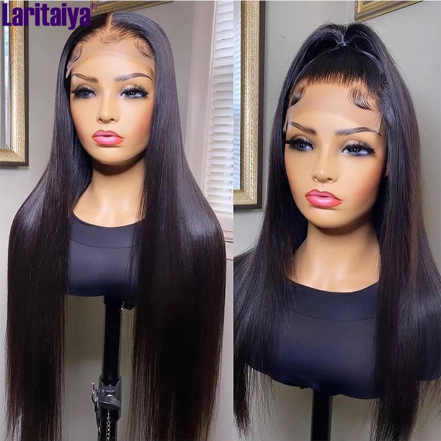 Laritaiya Straight Lace Front Human Hair Wigs 4x4 Closure Wig Malaysian Remy Human Hair Lace Front Wigs Pre Plucked HD Lace Wigs