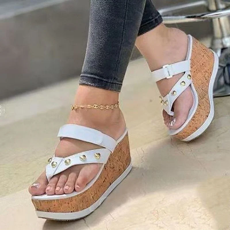 

Fashion 2021 new fashion and comfortable slope heel slippers female summer high heel platform all-match Roman women's shoes
