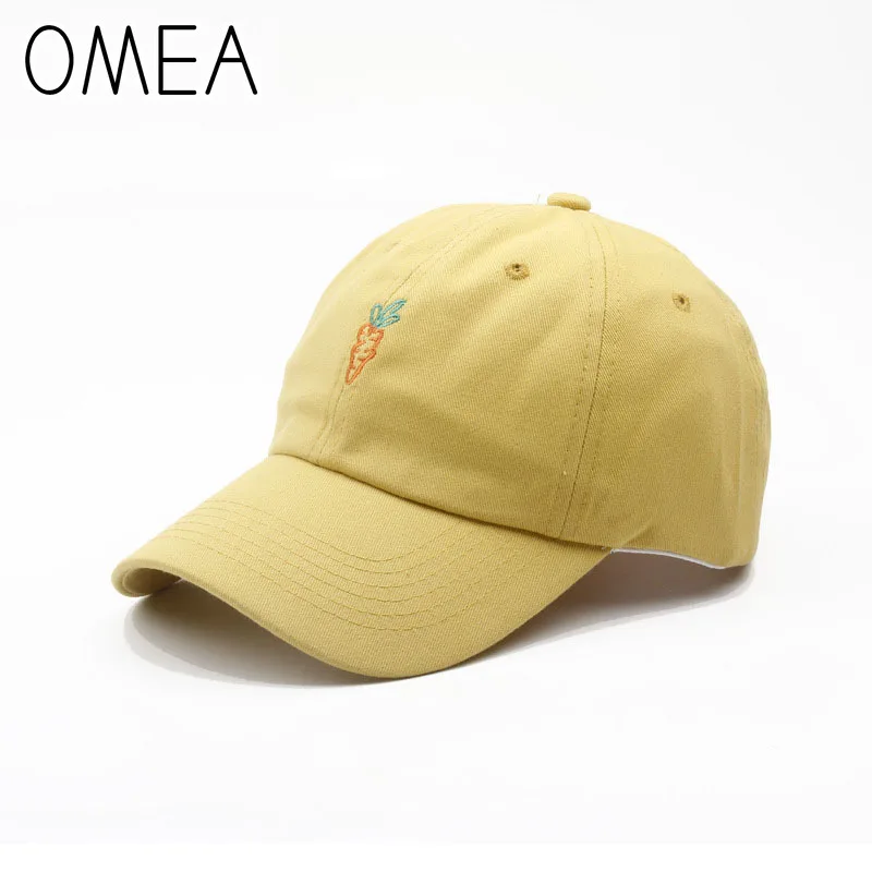 OMEA козырек шляпа модная Милая мультяшная вышитая бейсболка морковка женский