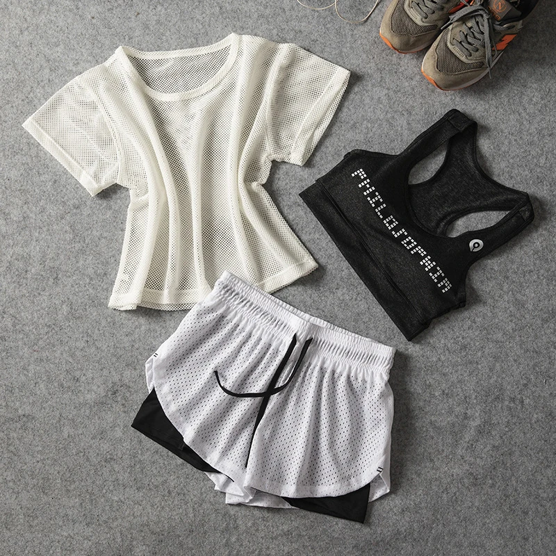 

3 Pcs Set Women's Yoga Suit Fitness Clothing Sportswear For Female Workout Sports Clothes Athletic Running Yoga Suit Sets