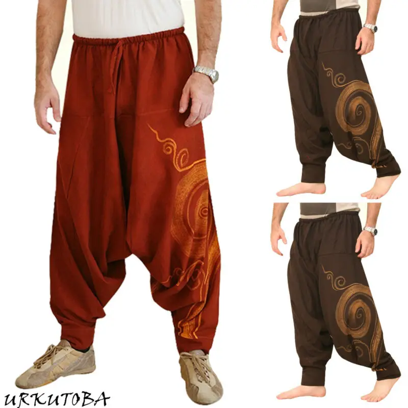 

Men Women Baggy Cotton Harem Trousers Loose Summer Fashion Pants