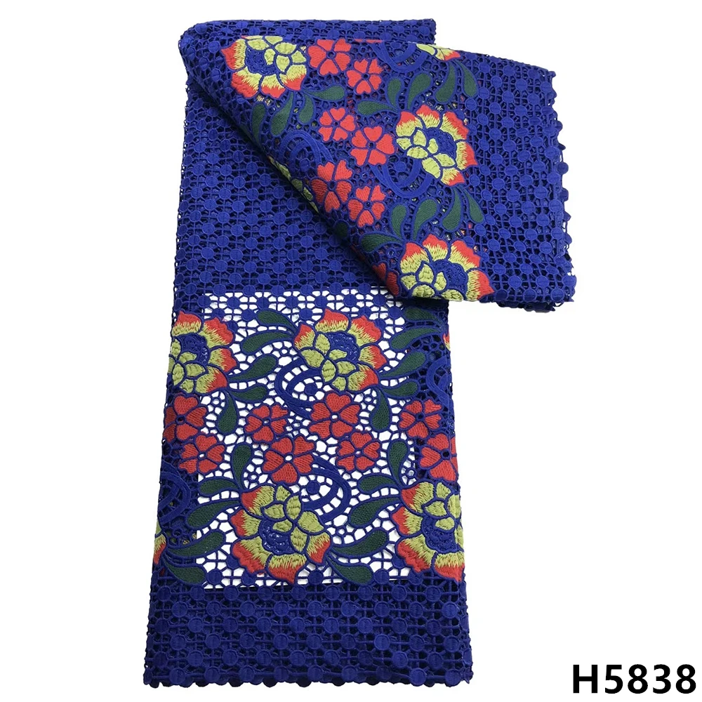 

Royal Blue Cord Laces For Nigerian Party 2021 Latest Guipure Lace Fabric Embroidered African Water Soluble Lace Fabric HJ5838